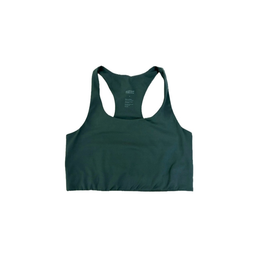 Girlfriend Collective Paloma Longline Sports Bra in Forest Green – Size Medium